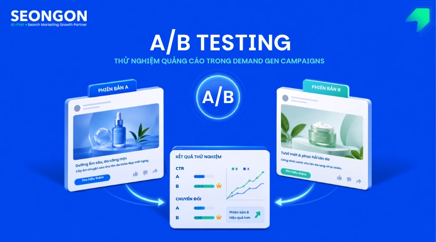 Minh họa A/B Testing trong Demand Gen campaigns