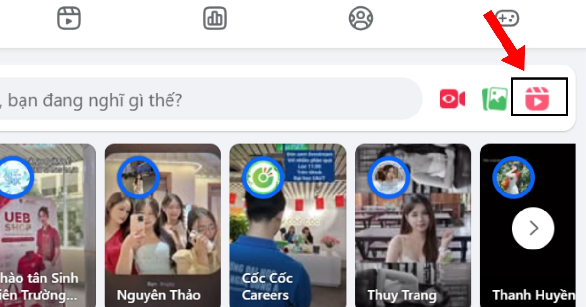 Nhấp vào Tạo thước phim tại phần đầu bảng tin