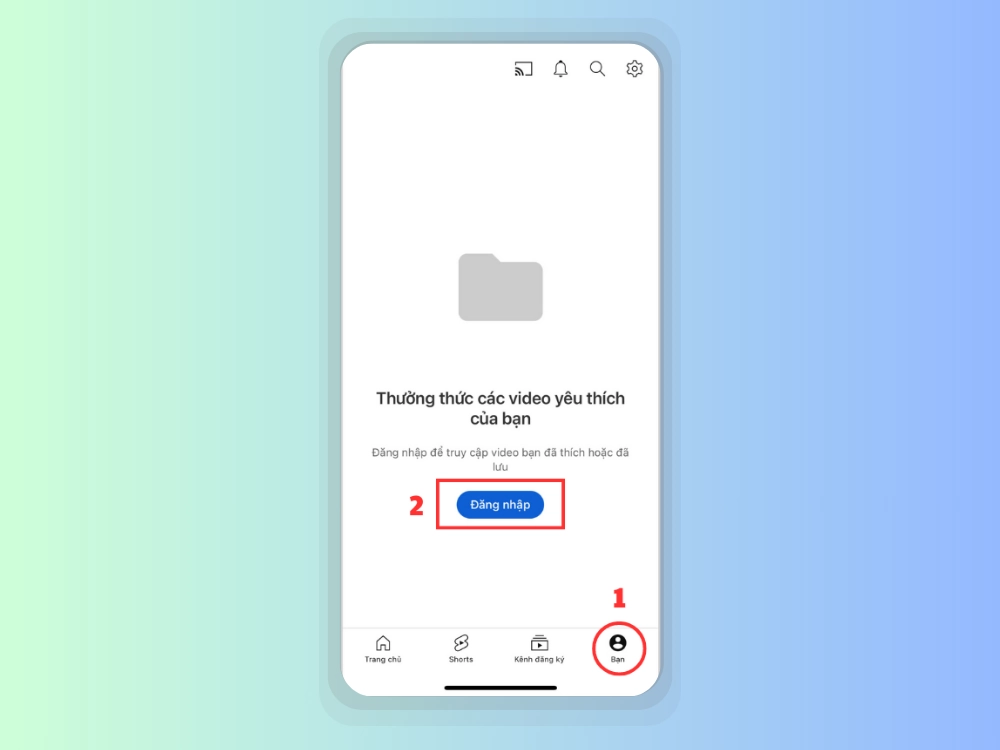 Sau khi có tài khoản, bạn cài đặt và đăng nhập vào ứng dụng YouTube để bắt đầu tạo kênh