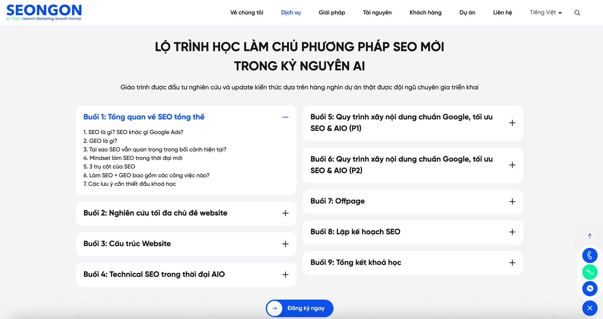 Nội dung đào tạo