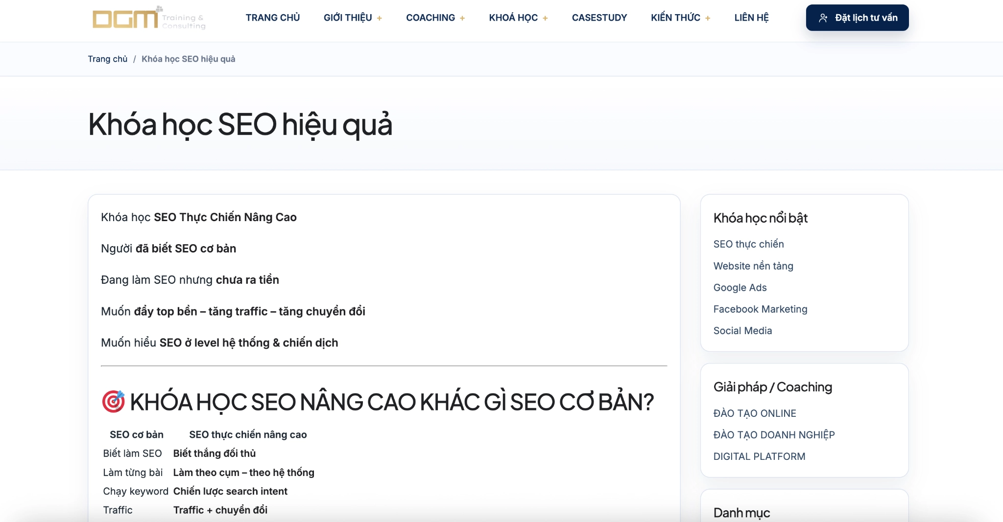Trung tâm đào tạo SEO DGM