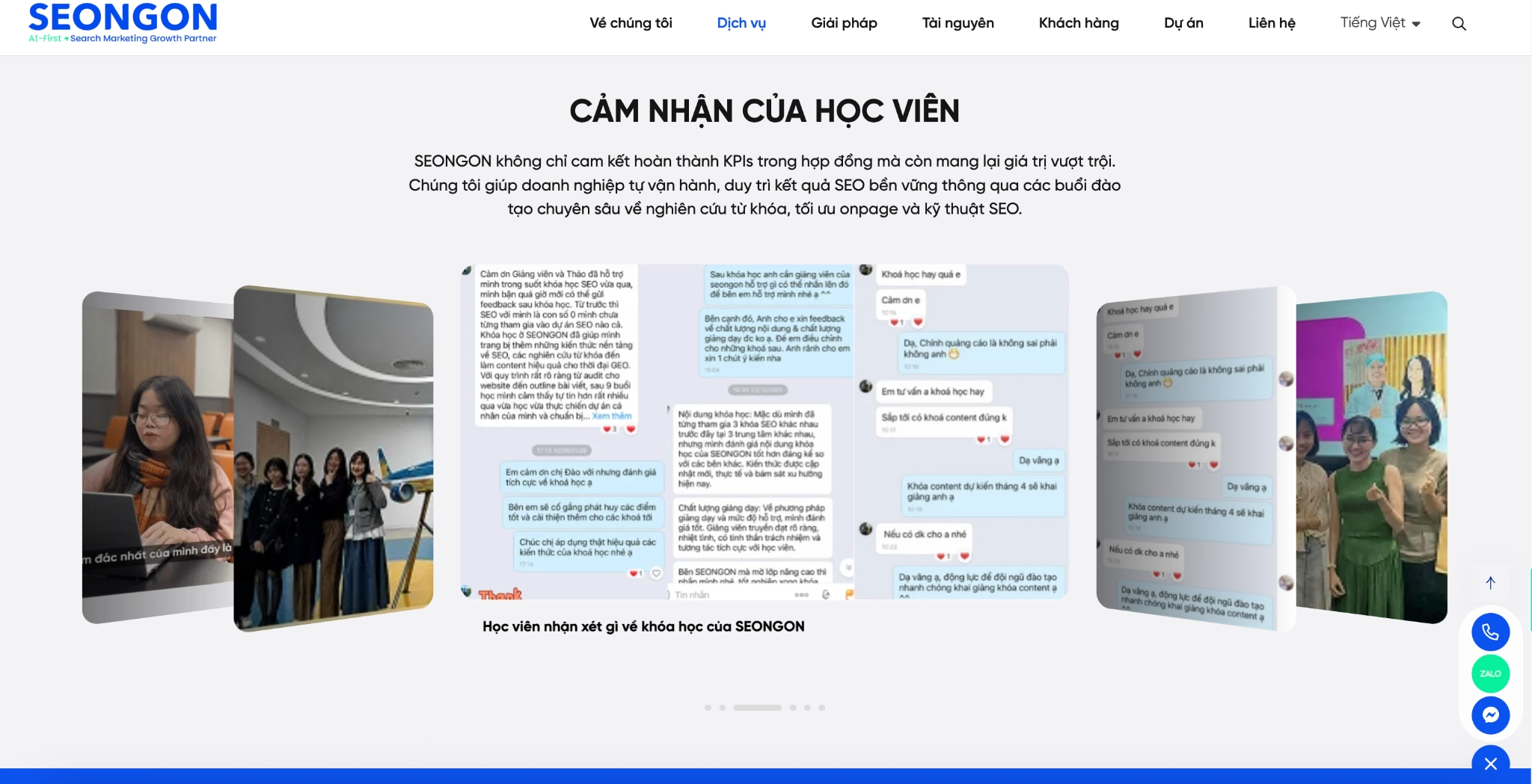 Khoá học có thực hành và đồng hành cùng học viên sau khoá học