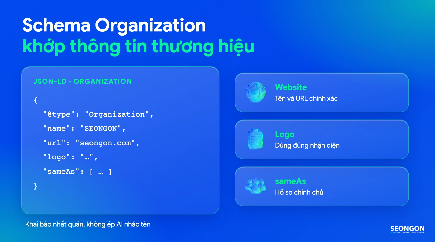 Schema Organization khớp thông tin thương hiệu
