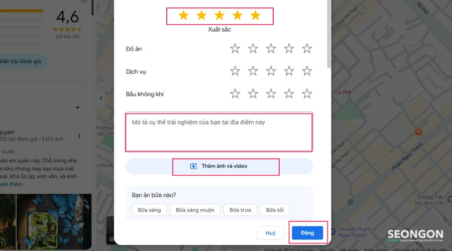 2.1. Các bước đánh giá địa điểm trên Google Maps bằng máy tính