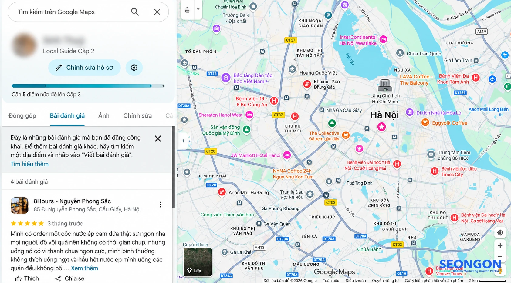 3. Cách xem lại những đánh giá đã đăng trên Google Maps