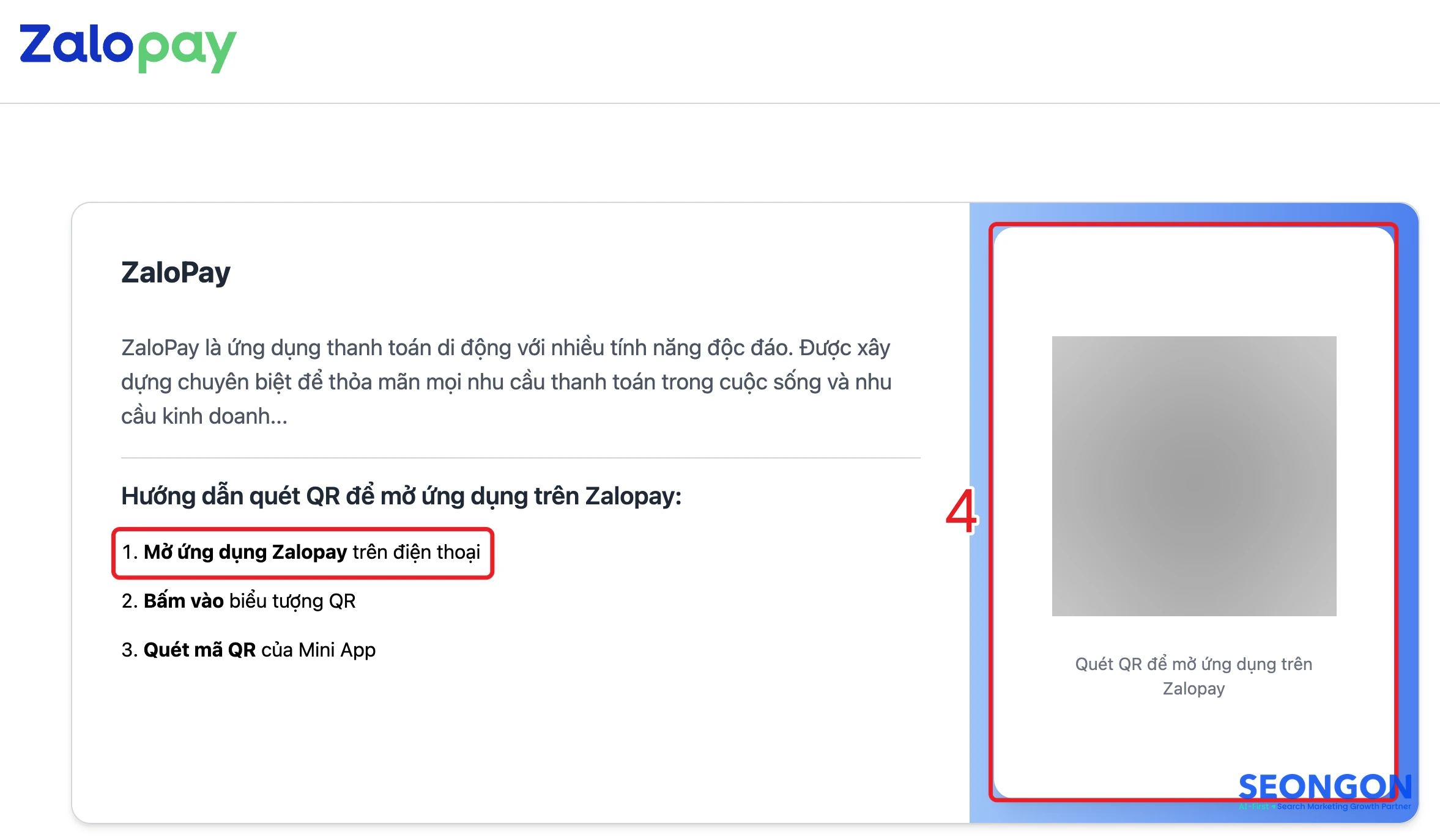 Trang mã QR ZaloPay để thanh toán xu TikTok
