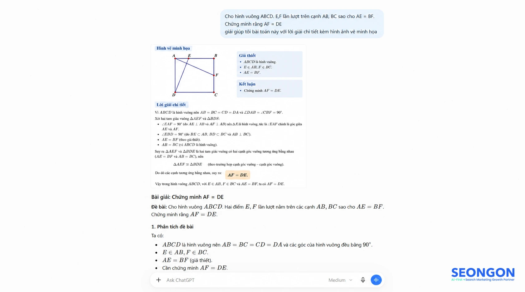 Minh họa về suy luận giải toán của ChatGPT Plus