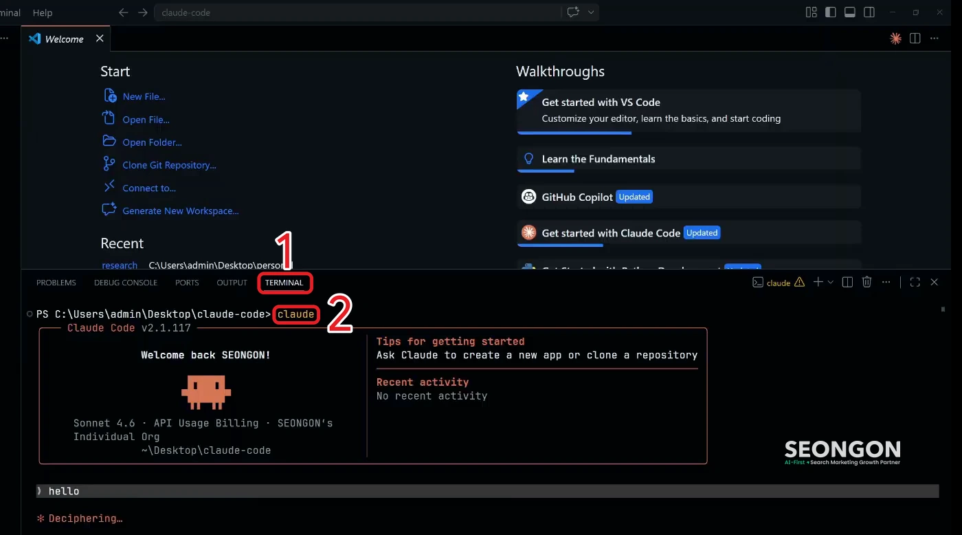 Chạy Claude Code trong Terminal của VS Code