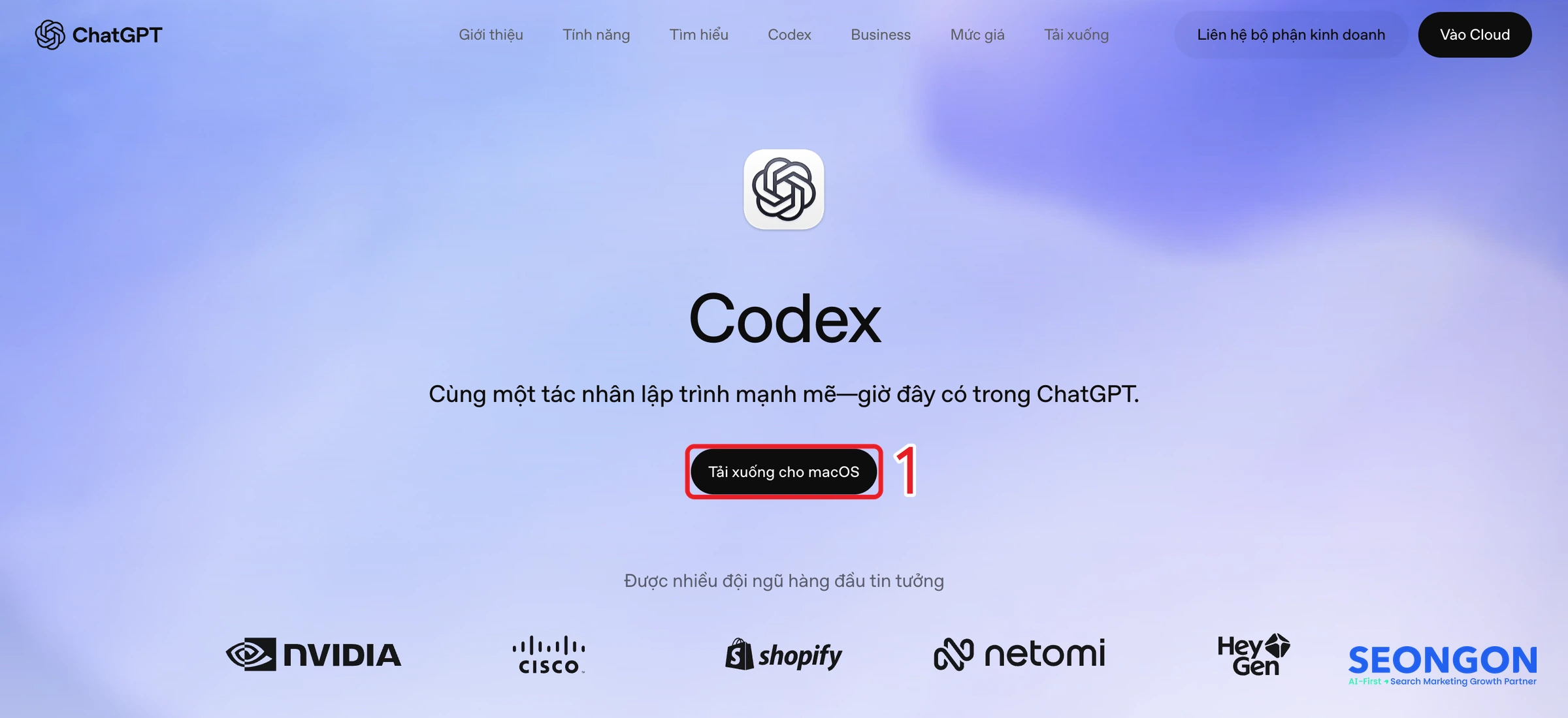 Tải Codex App trên trang chính thức