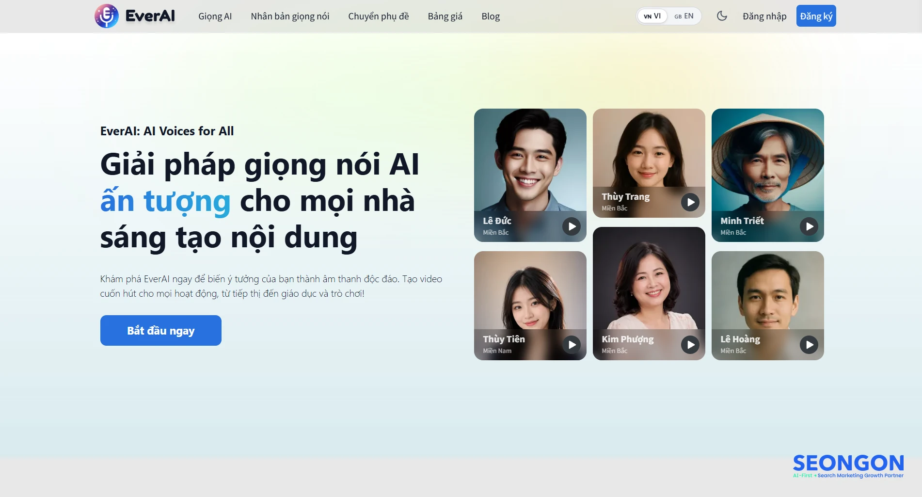 Ảnh minh họa giao diện của EverAI