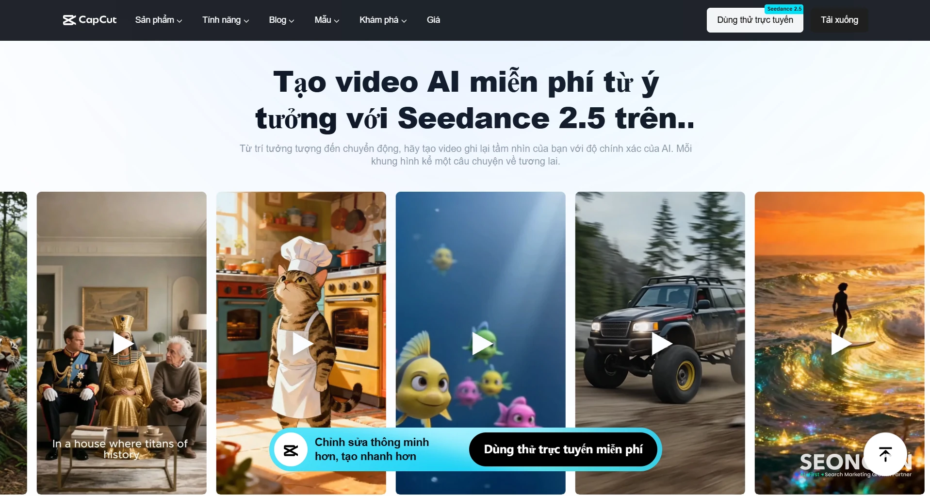 Ảnh minh họa giao diện của Capcut AI