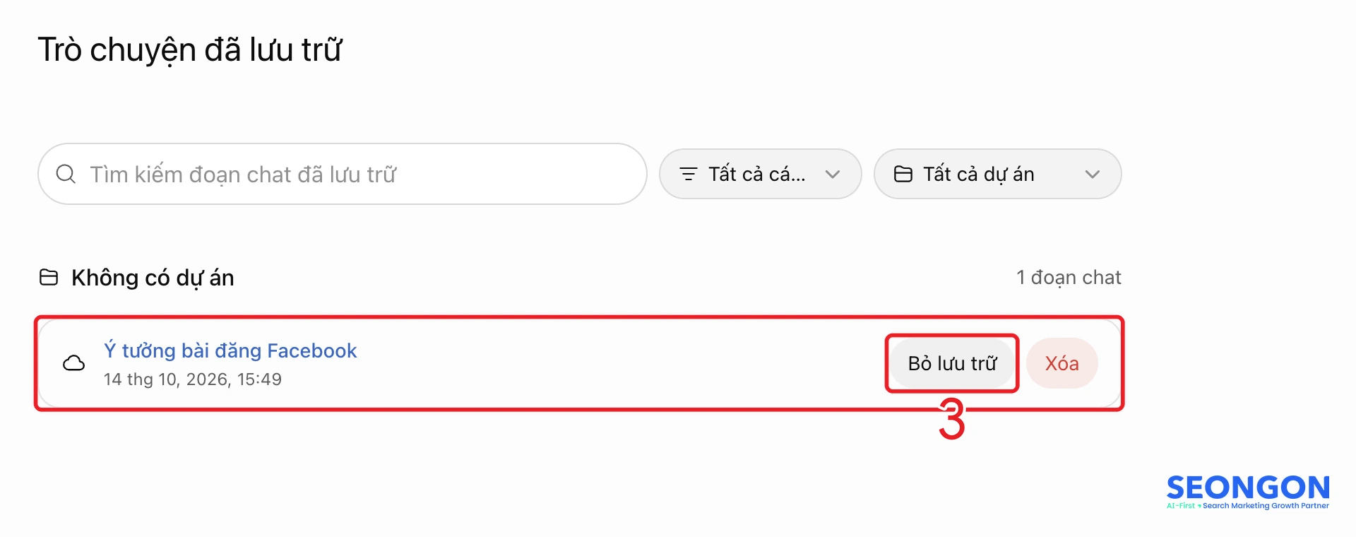 Bỏ lưu trữ cuộc trò chuyện ChatGPT