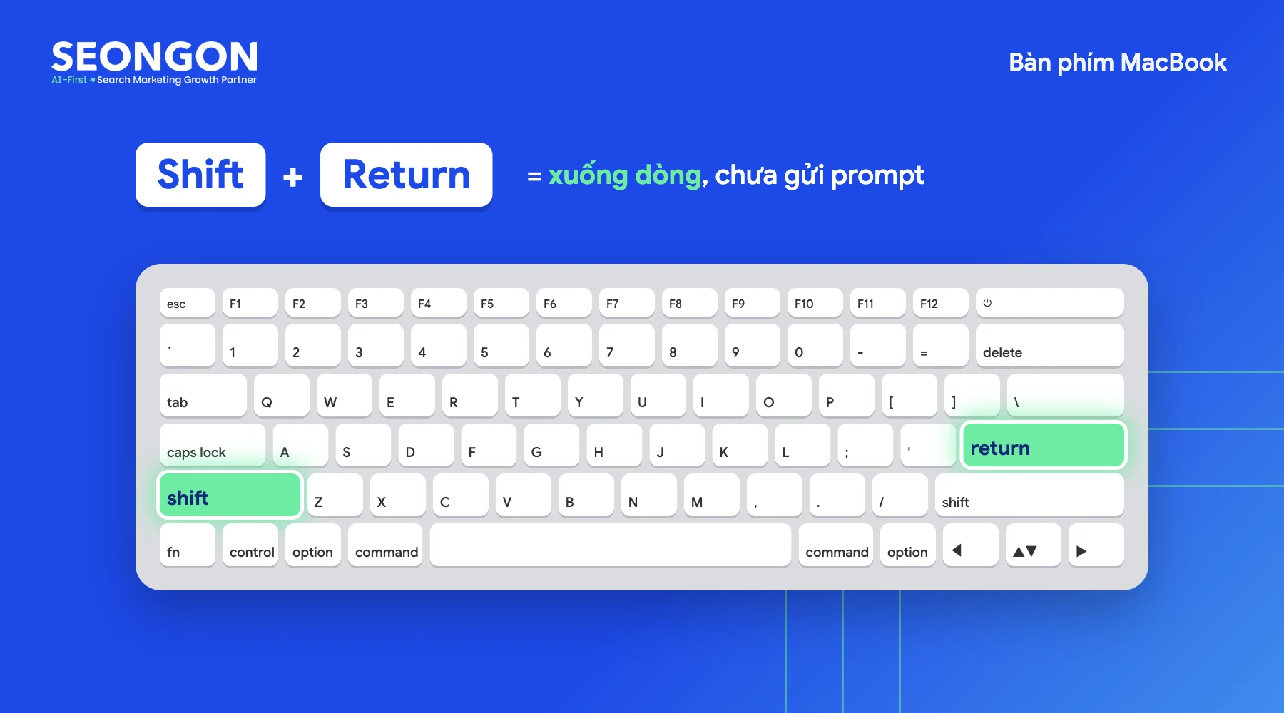 Nhấn đồng thời Shift + Return để xuống dòng trong ChatGPT trên MacBook